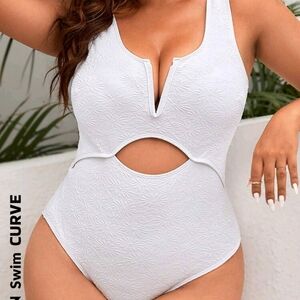 SHEIN White Textured Cutout One-Piece Swimsuit Size 1X *NWB